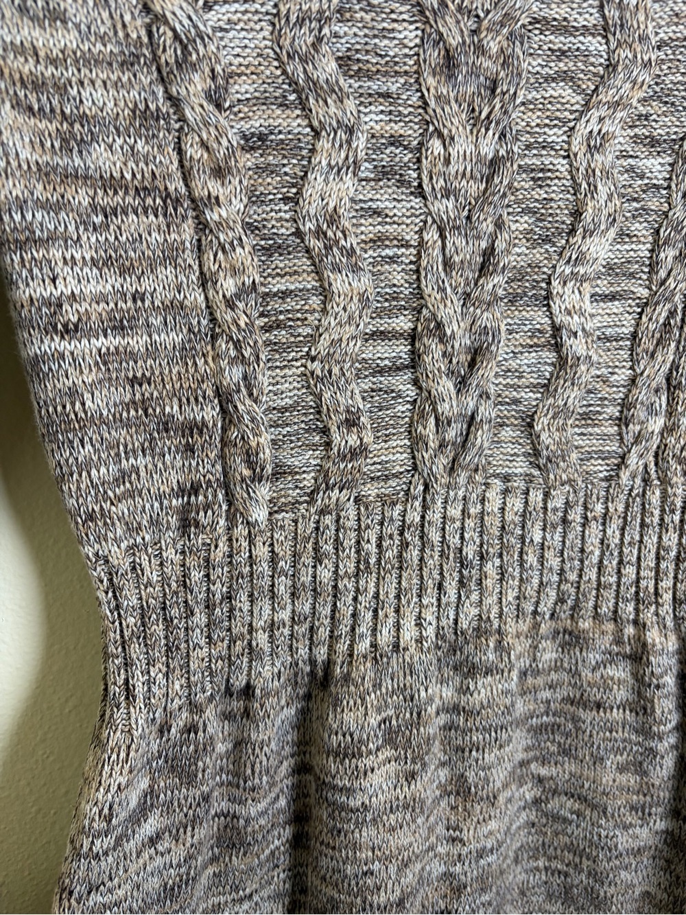 Denver Hayes Soft Cable Knit Sweater Dress Cowl Neck Brown Marled Size Small - Picture 5 of 13